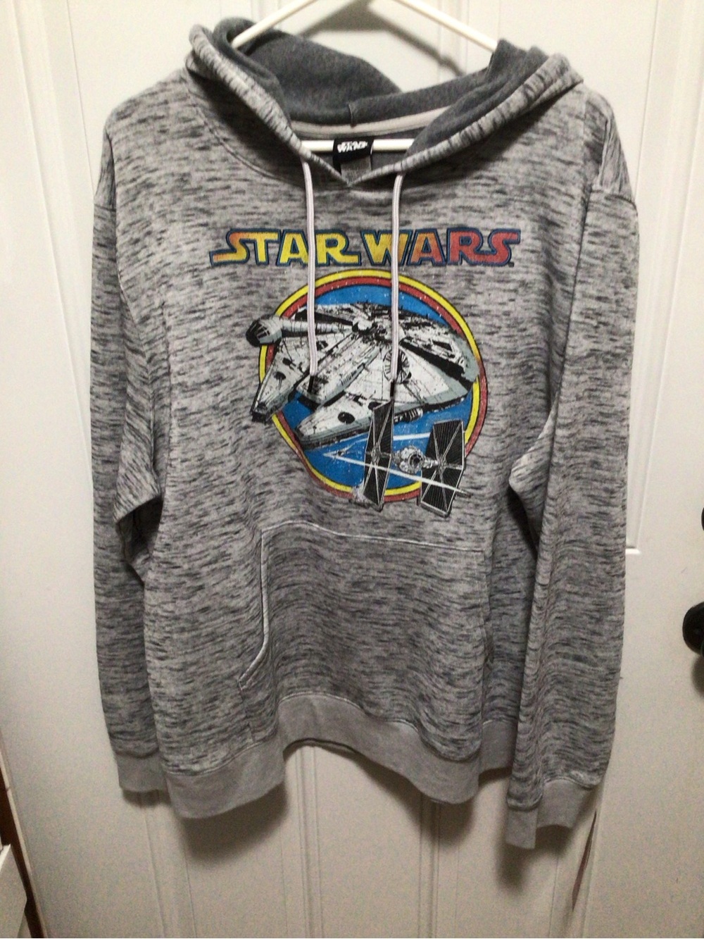 Star Wars Gray Hooded Pullover with Millennium Falcon Graphic